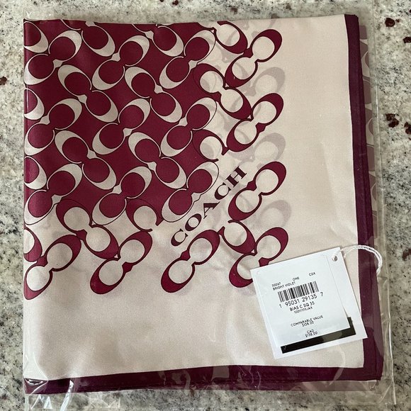 Bright Violet Signature Silk Square Scarf from Coach - Picture 1 of 2